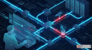 網路維修 核心架構圖，展示故障排查流程與數據流向分析