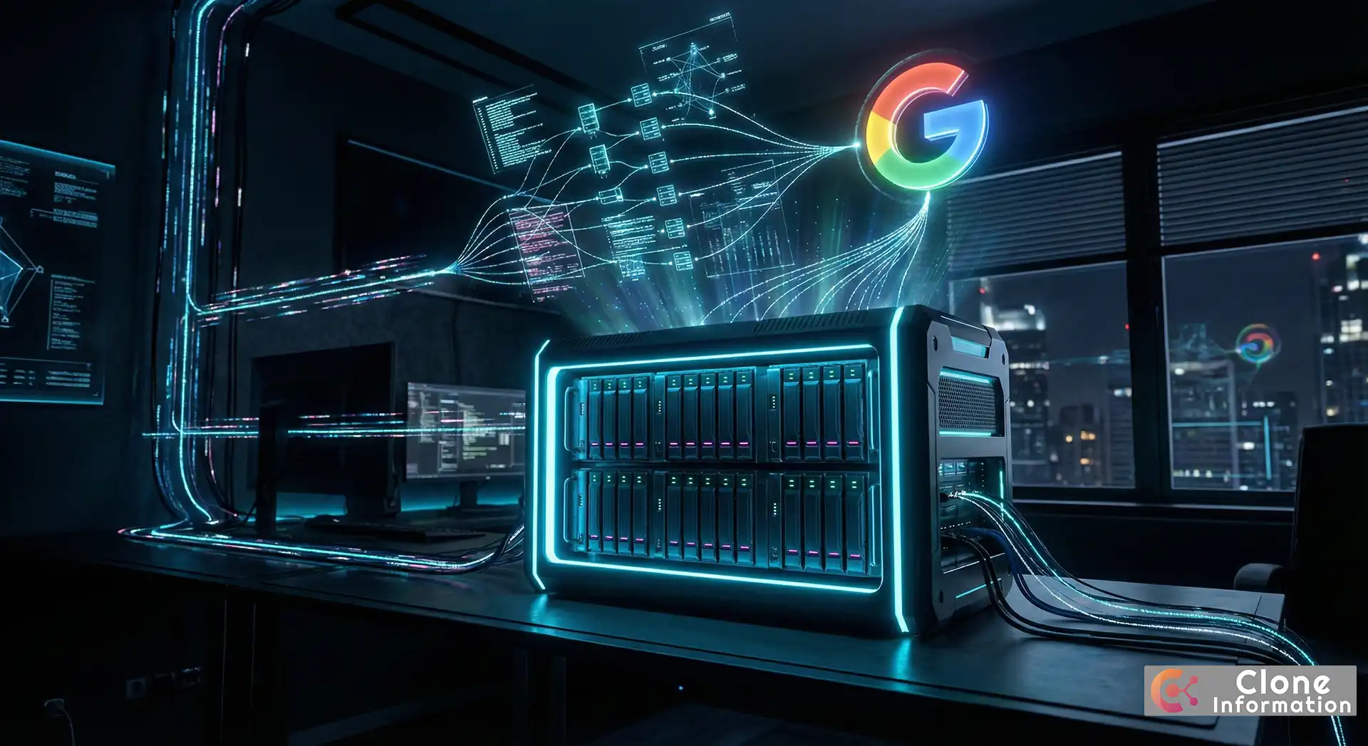 NAS 私有雲架構示意圖，展示 GCP DDNS 連線與 3-2-1 備份流程