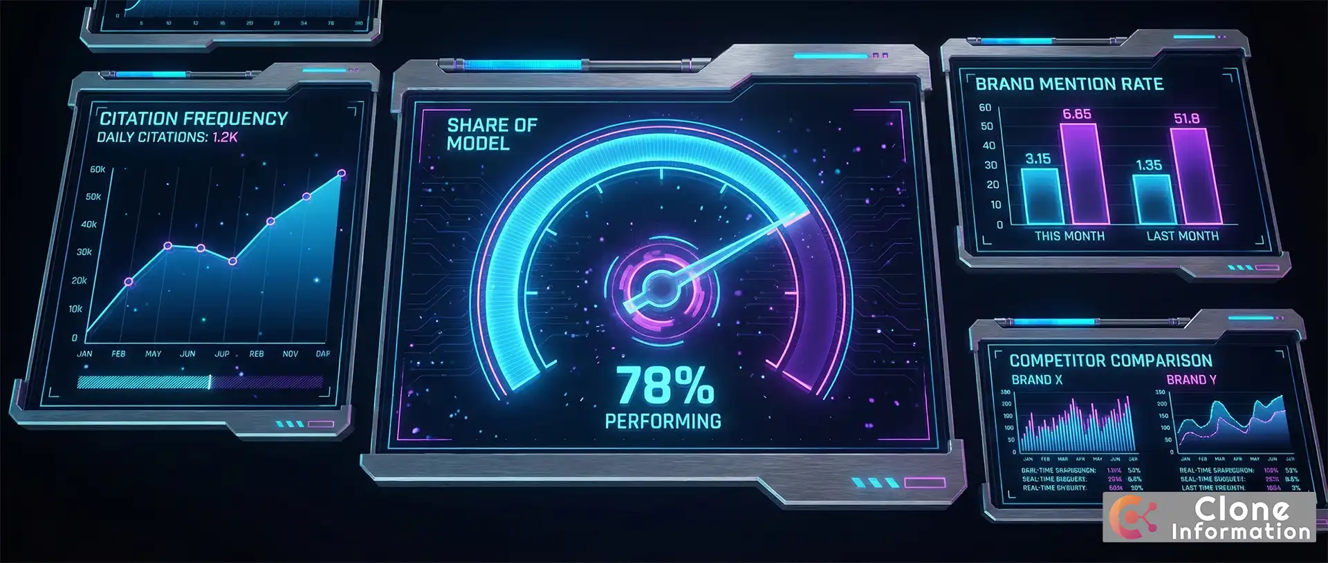 Perplexity 引用監測儀表板，展示 Share of Model、引用頻率與品牌提及率等關鍵指標